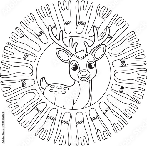 deer with mandala line art design illustration premium quality