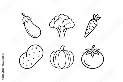 Healthy Harvest: a collection of line art vegetables, showcasing a variety of fresh, natural, and nutritious options to bring visual appeal to culinary and health-focused projects.