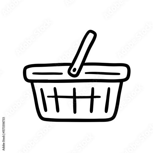 Sketch of a shopping basket with a handle  