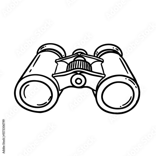 Binoculars doodle illustration in black and white style  