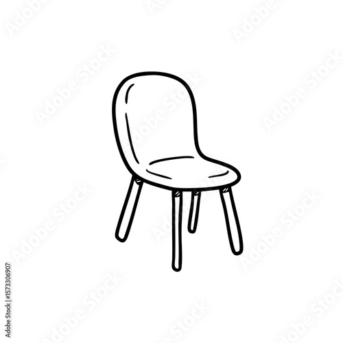 Black and white sketch of a simple chair design  