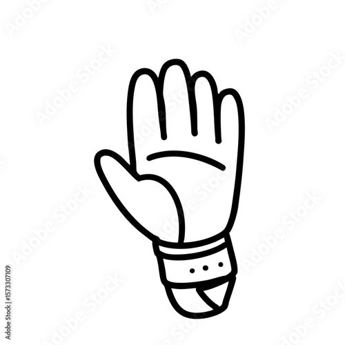 Fencing glove doodle in simple black and white sketch style  