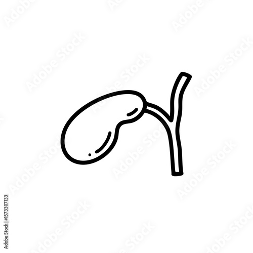 Gallbladder icon in black and white sketch style  
