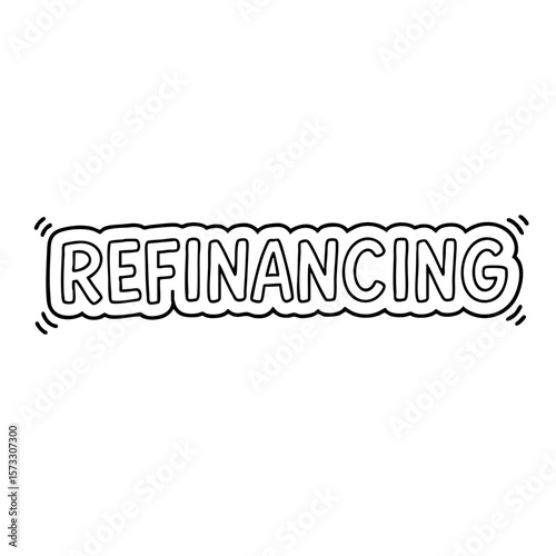 Hand-drawn doodle of the word refinancing  