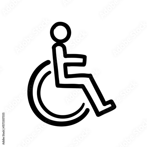 Accessible door symbol illustration in black and white style  