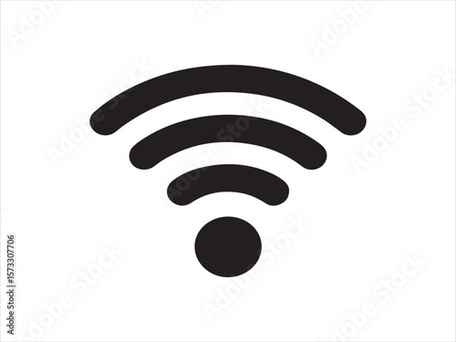 Simple black wifi symbol with radiating waves on a white background