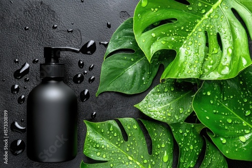 Black cosmetics jars mockup, featuring refillable cosmetic containers and beauty products