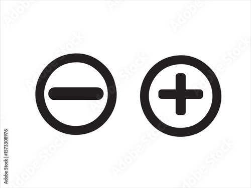 Simple black plus and minus symbols inside circles on a white background