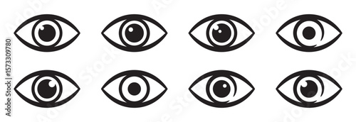 Watch and view eye icon. Eyeball for observe symbol.