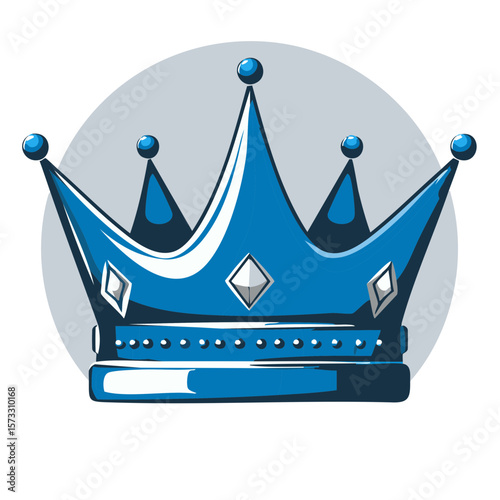 Illustration of Royal Blue Crown with Jewel Accents for Print and Digital Media
