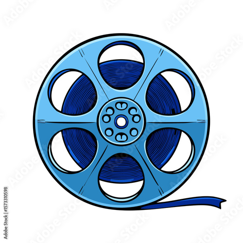Film reel with filmstrip, movie industry, cinematography, cinematic, retro media storage