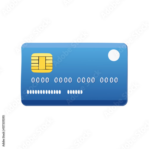 Isolated Light Blue Credit Card featuring Chip, Numbers, and White Details for Payments