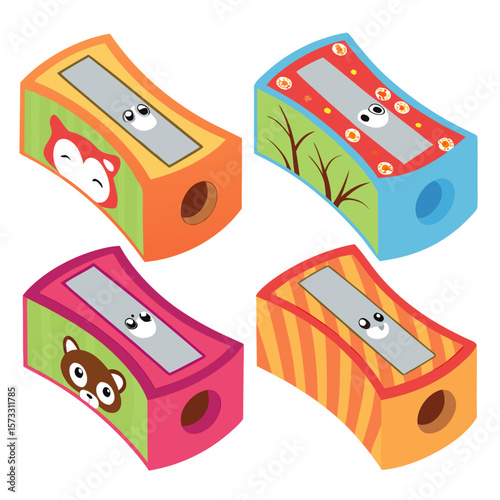 vector illustration of an Colorful Pencil Sharpeners For School Supplies