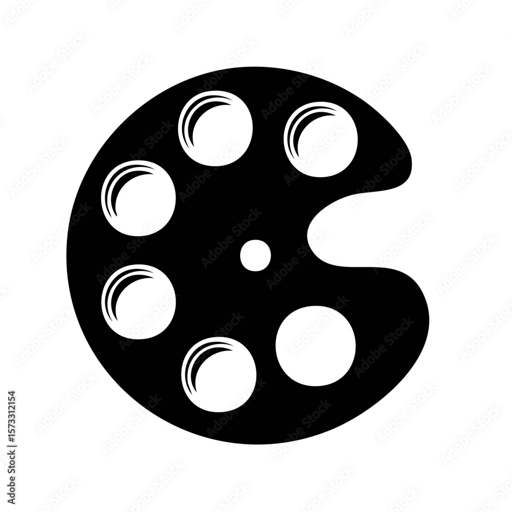 Fototapeta premium Classic Artist Palette with Paint Color Wells in Simple Flat Vector Art