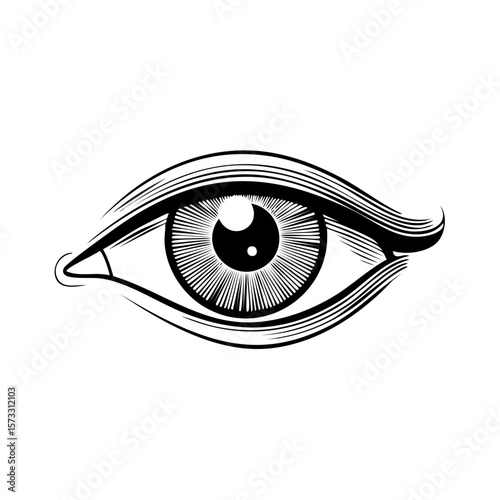 Striking Engraved Eye Illustration: Detail, Vision, and Mystical Symbolism