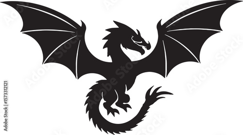 black dragon on white background