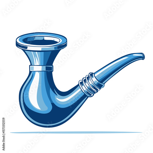 Stylized Illustration of a Blue Smoking Pipe, Representing Leisure and Relaxation
