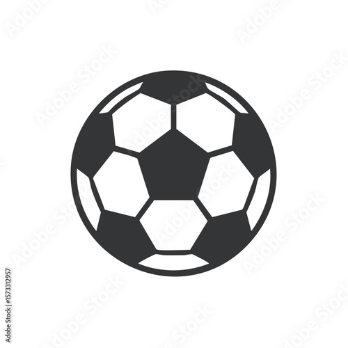 Black and White Soccer Ball Illustration with Pentagons and Hexagons for Game