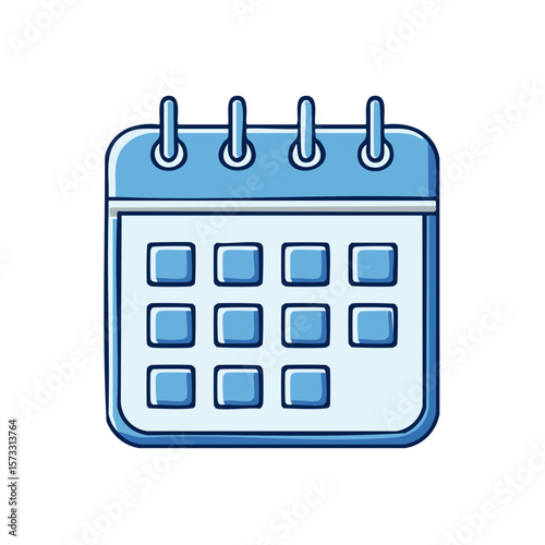 Blue calendar illustration showing schedule with dates of month for appointments or scheduling