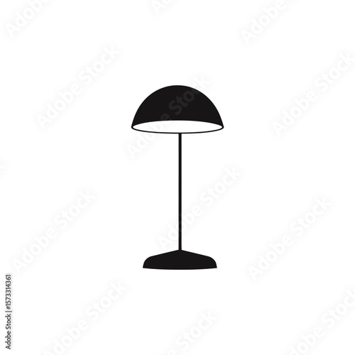 Black floor lamp icon on white background, minimalist lighting concept and interior design