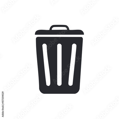 Trash can icon illustration, black silhouette, deleting, waste management, garbage container