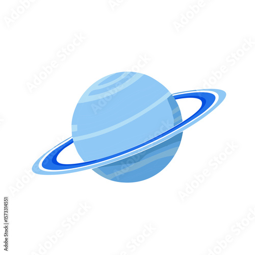 Isolated blue planet with rings illustration graphic of a gas giant celestial body