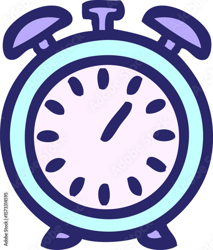 cute cartoon of a alarm clock in bright neon color
