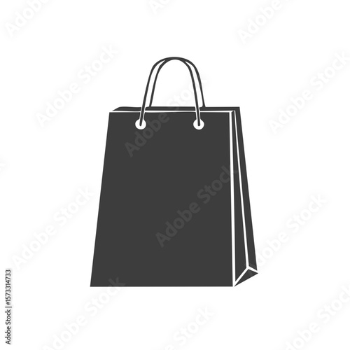 Simple dark shopping bag with handles representing retail merchandise purchases for a store customer
