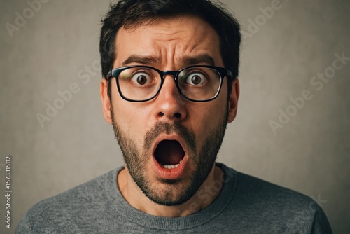 An unexpected moment of surprise captured in a man's face