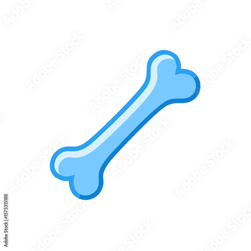 Cartoonish Blue Bone Illustration in Simple Modern Flat Style for Veterinary and Medical themes
