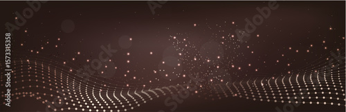 Abstract Music background. Big Data Particle Flow Visualisation chemical industry. Science infographic futuristic illustration. Sound wave. Premium background design with mocha mousse sound wave