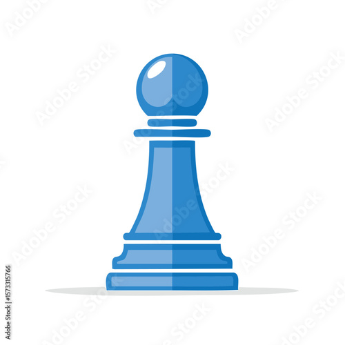 Light Blue Pawn Chess Piece, Strategy Game, Flat Design Style, Vector