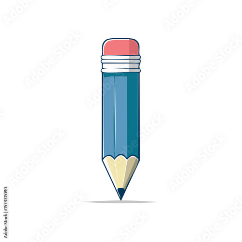 Isolated Blue Pencil with Eraser Illustrating Writing Drawing and Studying Concepts