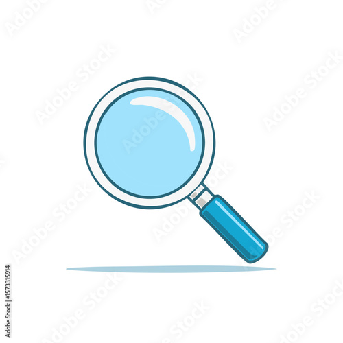 Blue magnifying glass illustration, search tool for details, find and zoom concept