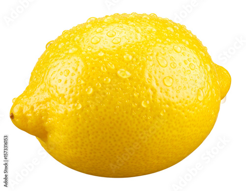  “Whole Fresh Lemon with Water Droplets, Hyper-Realistic Close-Up, Transparent PNG”.