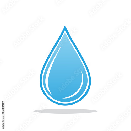 Elegant Blue Water Drop Vector Graphic: Hydration, Purity, Resource, Ecology, Conservation