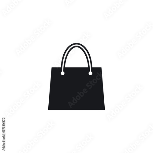 black shopping bag icon isolated on white background for design use