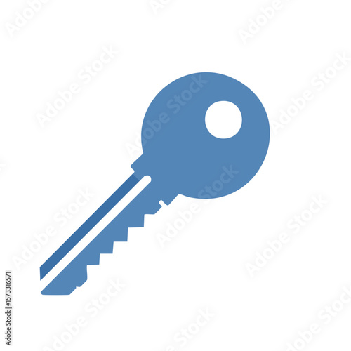 Single Blue Door Key with Geometric Shapes for Security and Access Solutions