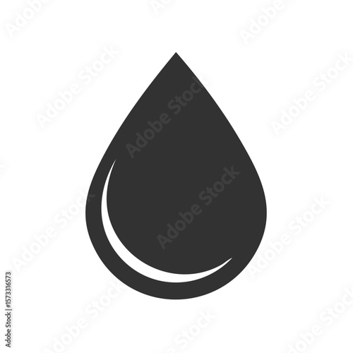 Dark Drop Icon Vector Illustration, Single Drop Graphic, Abstract Liquid Symbol, Water Shapes