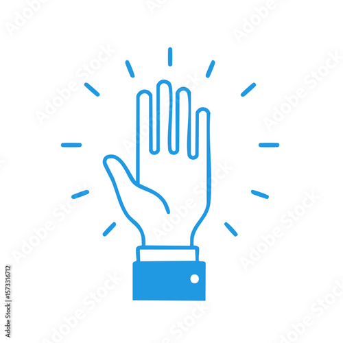 Blue hand and sleeve icon with shining effect