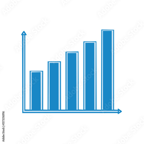 Blue ascending bar graph illustration representing growth and positive trends in business finance