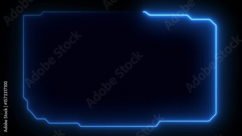 Digital Hud Radar Navigation is looking for objects. Searching process in futuristic interface Digital radar screen with targets on monitor in searching on earth map location. 16:9 frame size hud