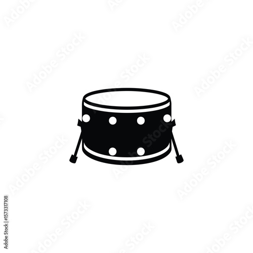 Black snare drum icon illustration on white background for music concepts