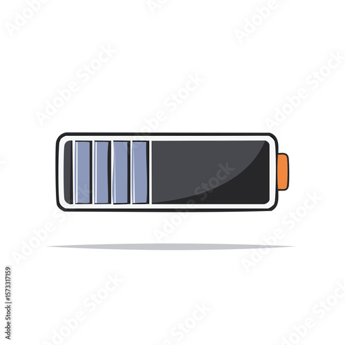 Low battery charge indicator flat design energy level status graphic illustration