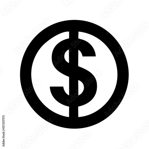 Prohibited dollar currency symbol in a black rounded shape for restrictions