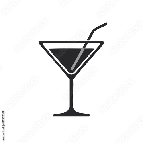 Classic Cocktail Glass with Straw Design Minimalist Symbol Drink Icon