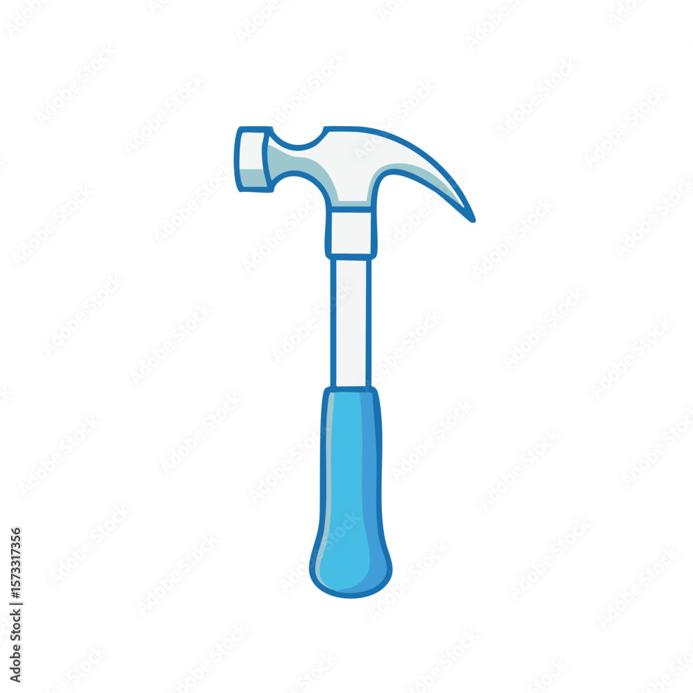 Hammer tool blue outline icon illustration. Hand tool for construction and repair jobs isolated Hammer tool blue outline icon illustration. Hand tool for construction and repair jobs isolated