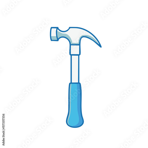 Hammer tool blue outline icon illustration. Hand tool for construction and repair jobs isolated
