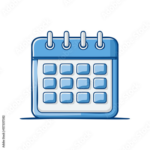 Cartoon calendar with grid of dates for schedule planner and appointment reminder