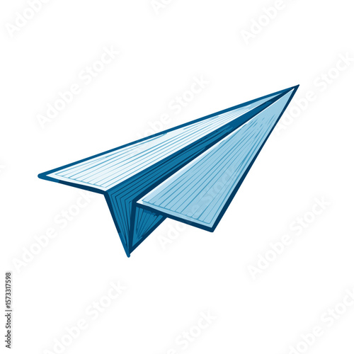 Hand Drawn Paper Airplane Floating Isolated on White Background for Communication Designs